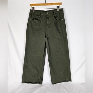 Risen Olive Green Cropped Women's Jeans